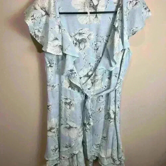 Free People Sz XS Blue Ruffled Maxi Dress - Picture 2 of 5